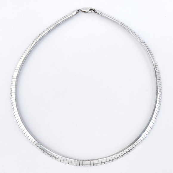 Vintage Italy CS Sterling Silver 925 5.7mm Omega Necklace 15.5" - Picture 2 of 5